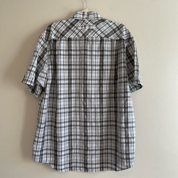 Duluth Size L Gray Blue Button Up Shirt Short Sleeves Vented Polyester/Nylon - Picture 2 of 9